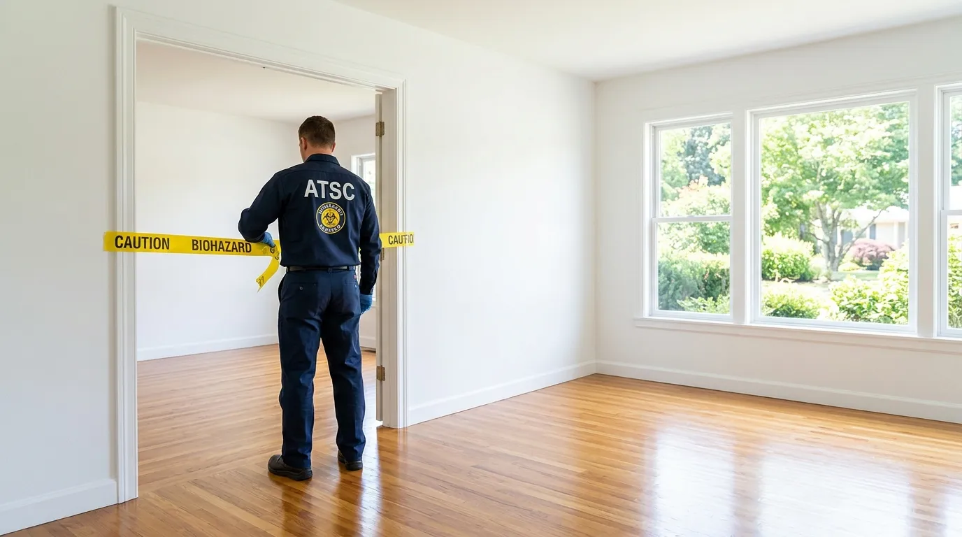Certified biohazard cleanup crew performing Trauma Scene Cleanup in Dickson City